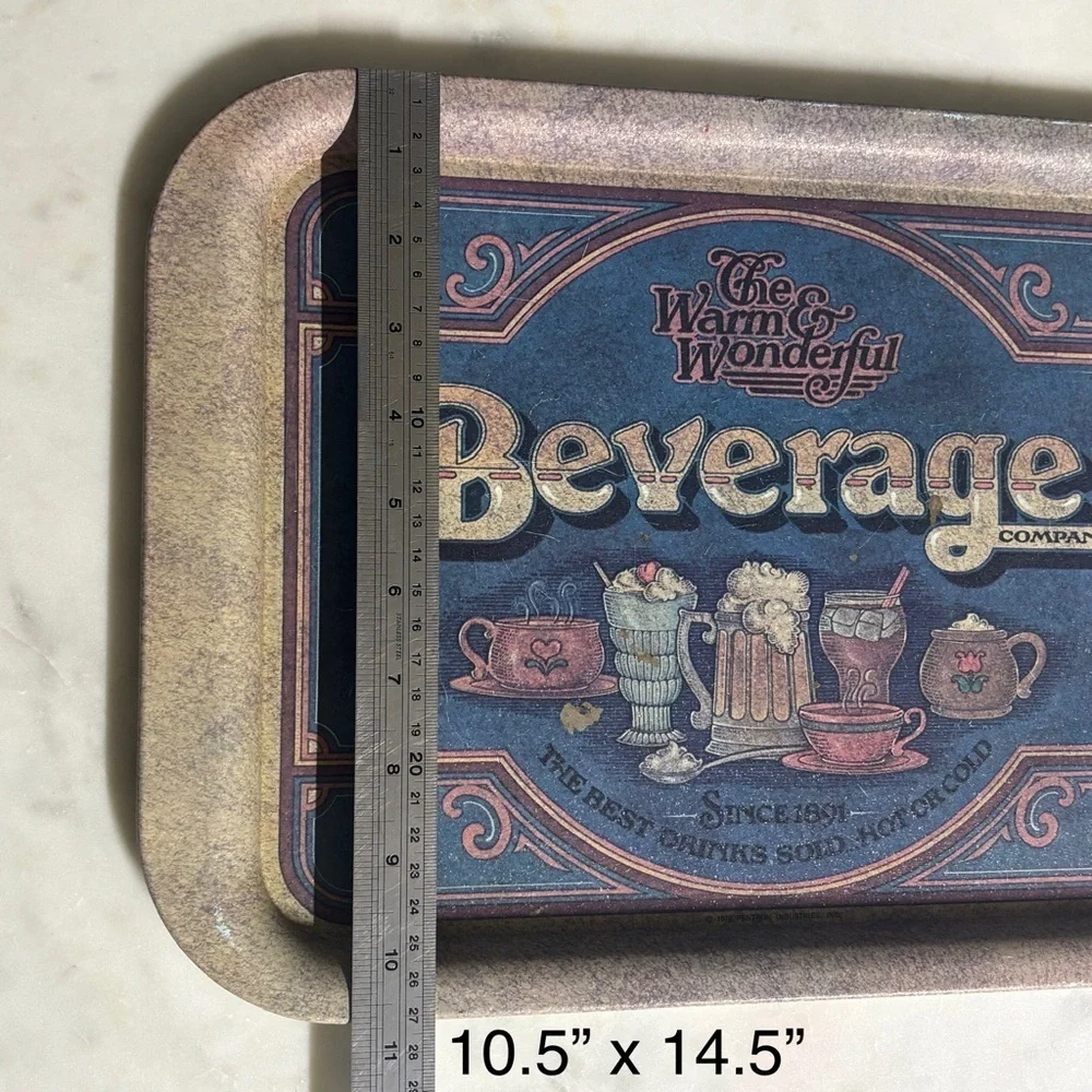 Vintage 1979 Pentron tin serving tray “The Warm & Wonderful Beverage Company” - Picture 7 of 7
